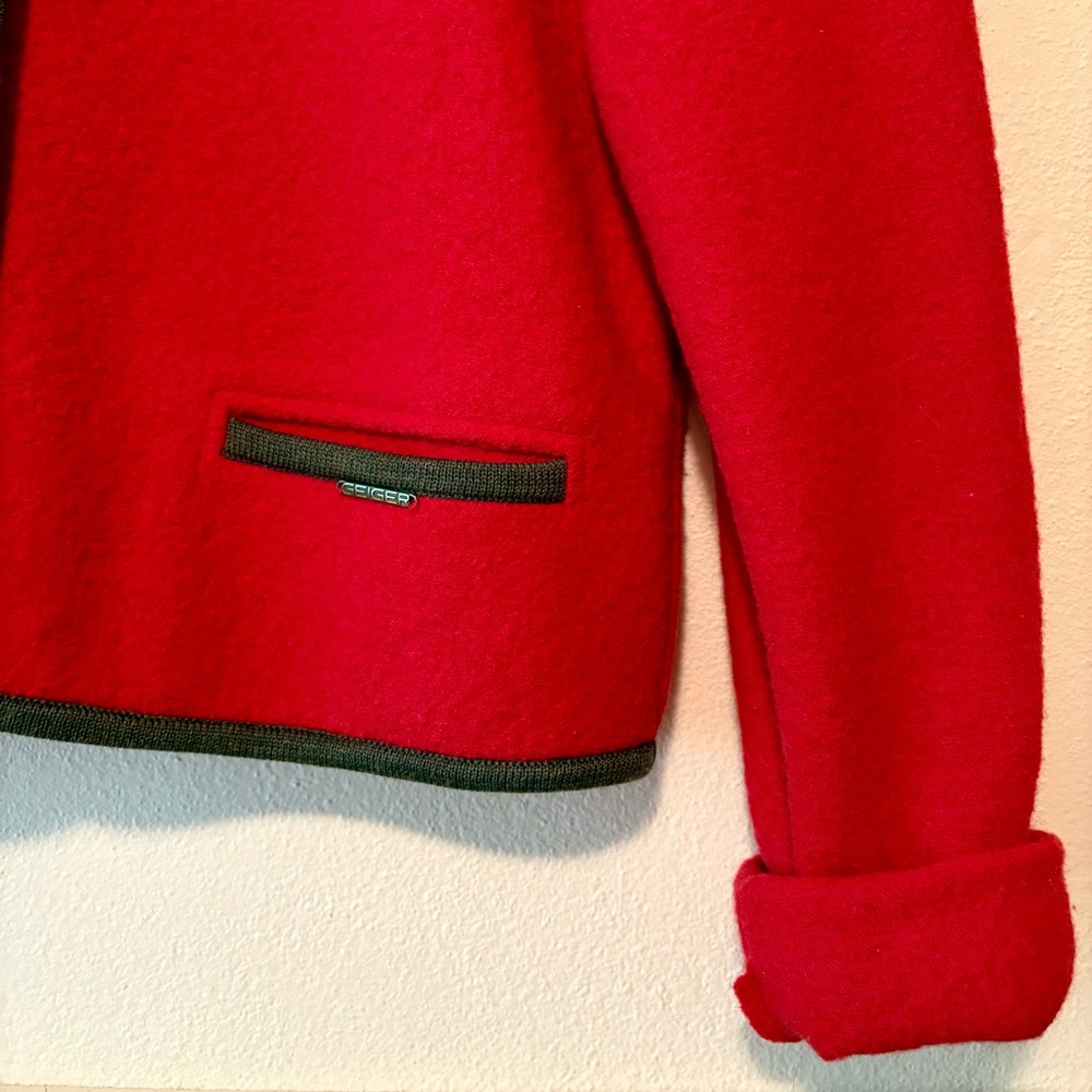 Vintage Geiger red wool embroidered‎ cardigan jacket - Picture 3 of 10